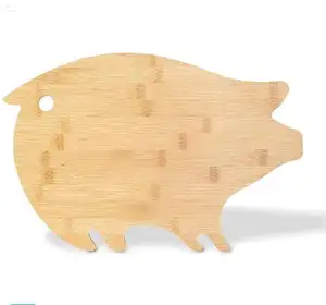 Tabla de cortar de charcutería de bambú en forma de cerdo para cocina, tabla de queso bonita de madera, tabla para servir