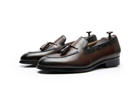 Mocassins en cuir de veau marron vintage faits à la main Senpin pour hommes, style rétro, souples, confortables, flexibles, respirants, antidérapants, avec pompon