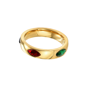 Bague en acier inoxydable avec zircon ovale brillant de couleur or, tendance et très vendue, pour les mariages romantiques et les fêtes - Product Image 2