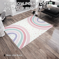 Tapis Hapton Arc-en-ciel Géométrique Antidérapant à Poils Moyens Réversible en Polyester Lavable pour Chambre et Salon