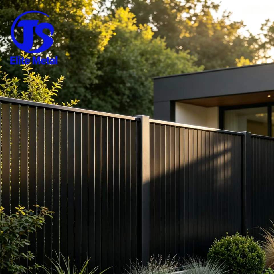 Rust Color Metal Barn Galvanized Steel Vertical Blade Fence Anti Rust Privacy Slat Fence ...