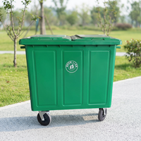Poubelle extérieure autoportante en acier galvanisé de 1100 L, grande capacité, bac de recyclage, boîte de rangement pour plage, promenade, centre commercial