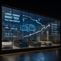 Écran LED transparent grand format pour vitrine de concession automobile, affichage sur mur de verre