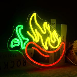 Flaming Hot Chili Peppers Letreros de neón Alimentos rojos y amarillos para Mexican Spicy Logo Light Custom Flame Luces de neón - Product Image 6