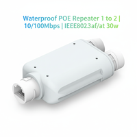 Repeater PoE Tahan Air 1 2 Extender 10/100Mbps 2 Port Ukuran Mini IEEE802.3af/at 30W Outdoor Kapasitas Switch 1.8G