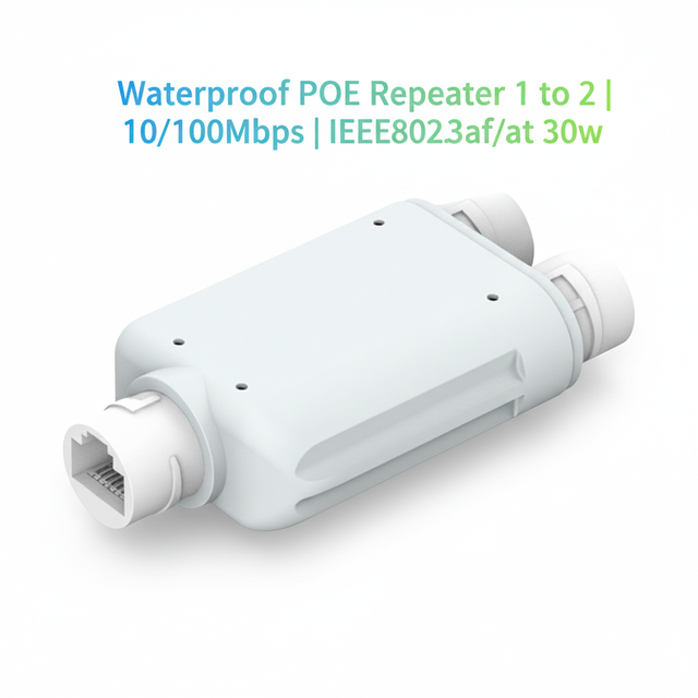 Waterproof PoE Repeater 1 2 Extender 10/100Mbps 2 Port Mini Size IEEE802.3af/at 30W Outdoor 1.8G Switch Capacity