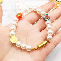 Fermoir magnétique à boule en strass, double boucle, en alliage de zinc, couleur or, connecteur pour collier de perles