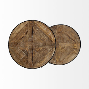 Set di due tavolini rotondi in legno massiccio da 26 \ "in tavolini neri e marroni HMS - Product Image 5