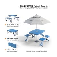 Table de pique-nique pliable Portable 4 places en plastique PP, table de promotion de supermarché