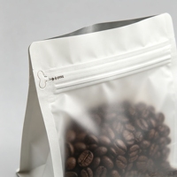 Sachet de café imprimé sur mesure à fond plat, résistant à l'humidité, refermable avec fermeture éclair, pour emballage de grains torréfiés, pochette en aluminium à usage unique