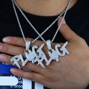 Iced Out Bling Men Boy Hip Hop Jewelry Micro Pave 5A Cubic Zirconia CZ <strong>PLUG</strong> Pendant Necklace - Product Image 6