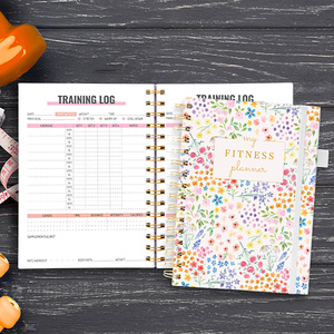 Carnet de fitness A5 personnalisé à couverture florale, reliure spirale, planificateur de salle de sport, journal de suivi alimentaire, carnet de planification d'entraînement personnel - Product Image 3