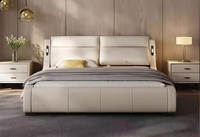 2025 Dernière conception 1.8m King Queen Bed Lit en cuir multifonctionnel avec tête de lit de rangement Lit de rangement électrique