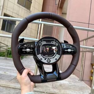 Cuir marron pour volant AMG pour Mercedes Benz W223 W253 W213W205 W222 <span class=keywords><strong>W206</strong></span> W213 E63 AMGVolant avec palettes de changement de vitesse - Product Image 4