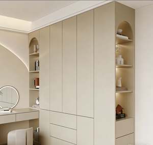 Armario Moderno de Madera con Luces LED, Armario de Dormitorio de Alta Gama con Puerta Corredera, Mueble de Almacenamiento para Hotel y Hogar - Product Image 4