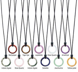 प्राकृतिक रत्न एगेट रीकी रिंग नेकलेस सहायक जोड़ी उपहार के लिए क्रिस्टल गोल रिंग पेलेंट हार - Product Image 1