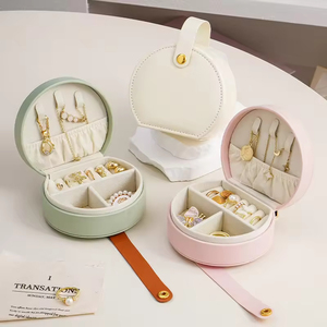 Personalized Small Portable Custom Logo Luxury Pu Leather Jewelry Storage Box Earrings <b>Ring</b> Necklace Organizer Jewelry <b>Boxes</b> - Product Image 3