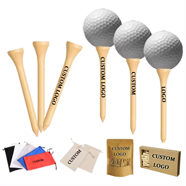 Golf Course Practice Wooden 42/54/70/83mm Professional Logo Wood Tees Bamboo Custom Golf Tee With Package