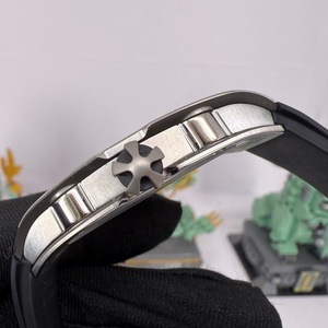 RM67-01 Style Tonneau Extra Flat Titanium Skeleton <b>Automatic</b> Watch Blue Sapphire Dial 7.8mm Ultra Thin Rubber Strap - Product Image 4