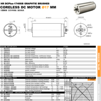 Moteur CC rotatif sans fente 1740 17 mm à faible bruit et basse température, PMDC 27 V, spécifications personnalisées, 30 000 tr/min, petit moteur pour outil électrique