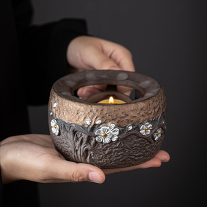 Tetera de Cerámica Hecha a Mano con Esmalte de Hierro y Decoración de Arcilla Antigua, con Estufa de Alcohol para Calentar Té, Juego de Té Kung Fu, Portátil, Ideal para Viajes, Regalo - Product Image 2