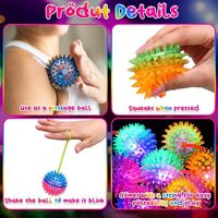 Balles lumineuses à LED avec pointe de corde Bouncy Balls Bulk Multicolor Rubber Blowfish Balls for Party Adults Unwinding Sensory Stress