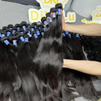 Prix de gros Livraison gratuite Cheveux humains brésiliens vierges Remy non traités 8A-12A lisses comme des baguettes Extension double cousue à la machine pas chère