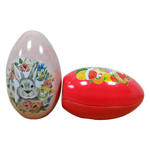 Easter Egg Shape Empty Tin Box Decorative Candy Jewelry Gift Tin Box Eggshell Style Tin Box