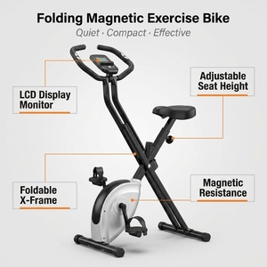 Vélo <span class=keywords><strong>d</strong></span>'exercice magnétique pliable ultra silencieux, vélo <span class=keywords><strong>d</strong></span>'<span class=keywords><strong>appartement</strong></span> à cadre en X avec écran LCD pour entraînement cardio à domicile - Product Image 1