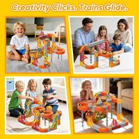 ITTL Circuit de Course Flexible 3D 117 Pièces avec Véhicule Électrique, Jouets de Construction DIY, Circuit de Voitures en Cubes, Jouets de Train Électrique pour Enfants