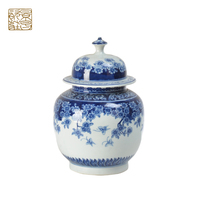 Nouvelle boîte-cadeau décorative en céramique bleue de style Art déco chinois de luxe, petite forme ronde/carrée, 10x10x7cm, édition anniversaire