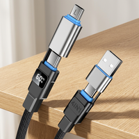 Câble de charge multi-usage 4 en 1 avec logo personnalisé et écran LED, un seul câble pour tous les appareils, charge rapide 60W, USB A/C vers USB C
