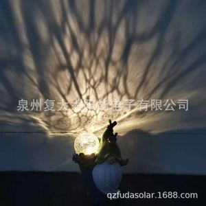 Solar Resin Garden Gnome Light With <b>Led</b> Glass <b>Ball</b> Water Resistant Outdoor Decoration Free Standing - Product Image 3