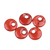 Pendentif de mode 30MM en Jaspe Rouge, Pierre Naturelle Ronde Creuse, Breloque Artisanale pour la Fabrication de Colliers, Idéal comme Cadeau