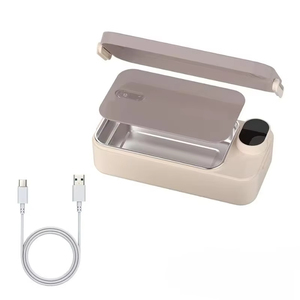 Boîte à lunch chauffante électrique portable rechargeable avec affichage numérique intelligent, en acier inoxydable 304, capacité de 1 litre, pour le bureau et l'extérieur - Product Image 1