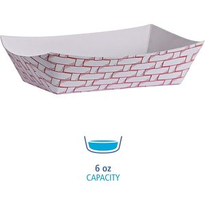 Boardwalk 30LAG040 <b>Red</b>/White 6 oz Capacity <b>Paper</b> Food Baskets Case of 1000 for Food Trucks - Product Image 5