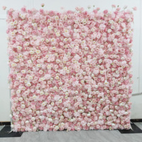 Mur de fleurs artificielles enroulable en soie 3D 7D 5D blanc de 2,4 m x 2,4 m pour décorations de mariage, Noël et remise de diplômes