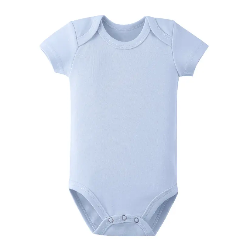 Vêtements unisexes unis pour bébés Combinaison en coton pour bébés Vente en gros à manches courtes Body pour bébé personnalisé Grenouillère pour bébé en lin