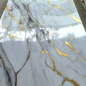 Tấm ốp tường giả đá cẩm thạch PVC mạ vàng, thiết kế sang trọng, chất liệu nhựa PVC, chống tia UV, thay thế đá cẩm thạch, chống thấm nước, bán chạy - Product Image 1