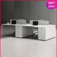 Bureau de direction moderne et simple en bois blanc, design modulaire, éco-responsable, multifonctionnel et ignifuge