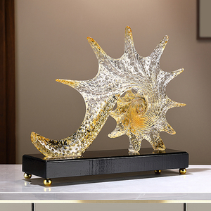 Adorno de Concha de Cristal Azul en Espiral con Base, Escultura Decorativa para Sala de Estar o Entrada, Regalo de Inauguración de Casa - Product Image 2