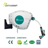 Enrouleur de tuyau d'arrosage de jardin en plastique GRATENKRAFT, anti-UV, poignée télescopique, certifié ANSI, diamètre 1/2'', tuyau d'arrosage portable pour le jardinage