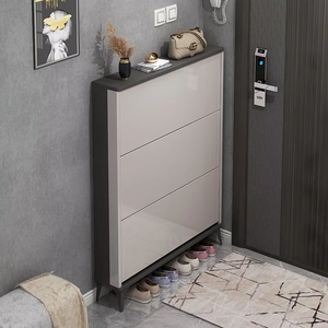 Moderni Armadietti Portascarpe Indipendenti con Coperchi Ribaltabili Ultra-sottili e Scaffali in Fibra a Media Densità Salvaspazio - Product Image 3