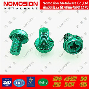 Tornillo de Tierra para Luz LED, Brida Hexagonal con Dientes Cruzados Verdes M3 M4 M5 M6 M8, Aplicación en Cobre - Product Image 5