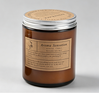 Bougie parfumée artisanale en verre ambré pour la décoration intérieure, relaxation et bien-être, parfum personnalisable, vente en gros, faible MOQ, directement de l'usine