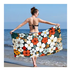 Summer Quick Dry 3D High Quality Flowers Print Beach Towel Blanket Custom Logo Beach Towels
