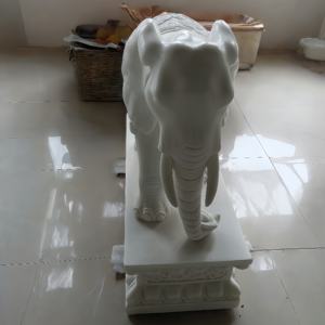 تمثال فيل من الرخام الأبيض للديكور الخارجي لحدائق الفلل والمساحات الخضراء، تصميم أوروبي للاستخدام الداخلي وفي المقابر - Product Image 6