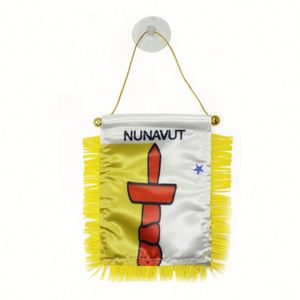 ธงสามเหลี่ยม NUNAVUT พิมพ์ลายดิจิทัลพร้อมโลโก้สั่งทำ สำหรับติดกระจกมองหลังรถยนต์และตกแต่งบ้าน - Product Image 1