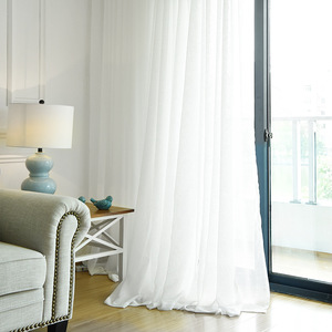 Soggiorno camera da letto <span class=keywords><strong>arredamento</strong></span> per la casa nuovo solido tessuto Tulle bianco lino tenda trasparente - Product Image 5
