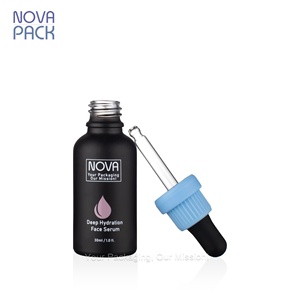 Chăm sóc da bao bì <span class=keywords><strong>container</strong></span> 30ml 50ml 60ml 100ml Matt dầu thủy tinh màu đen chai nhỏ giọt với màu xanh làm xáo trộn rõ ràng Euro nắp ống nhỏ giọt - Product Image 4